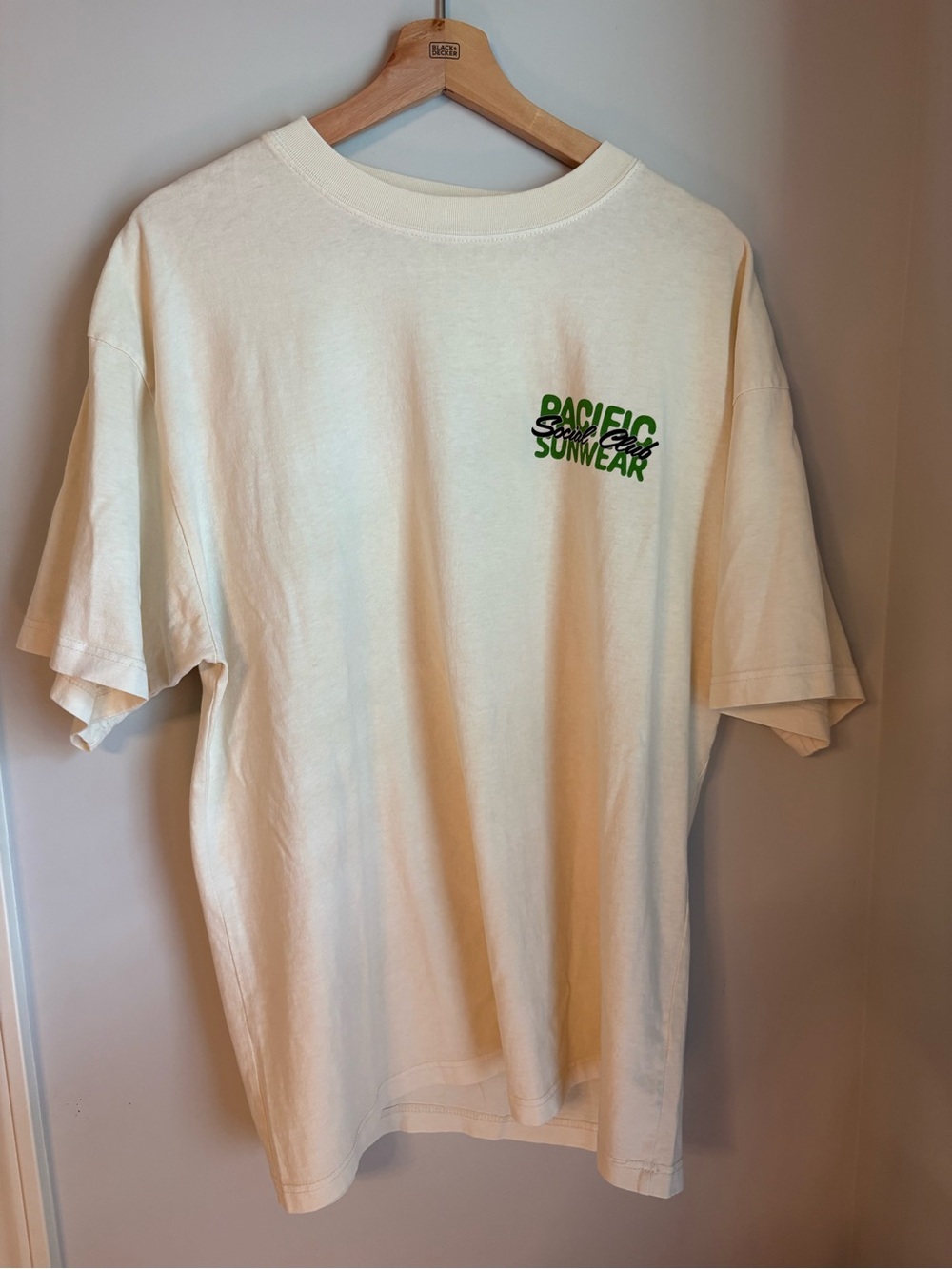 PacSun Cream Tee with Green Logo